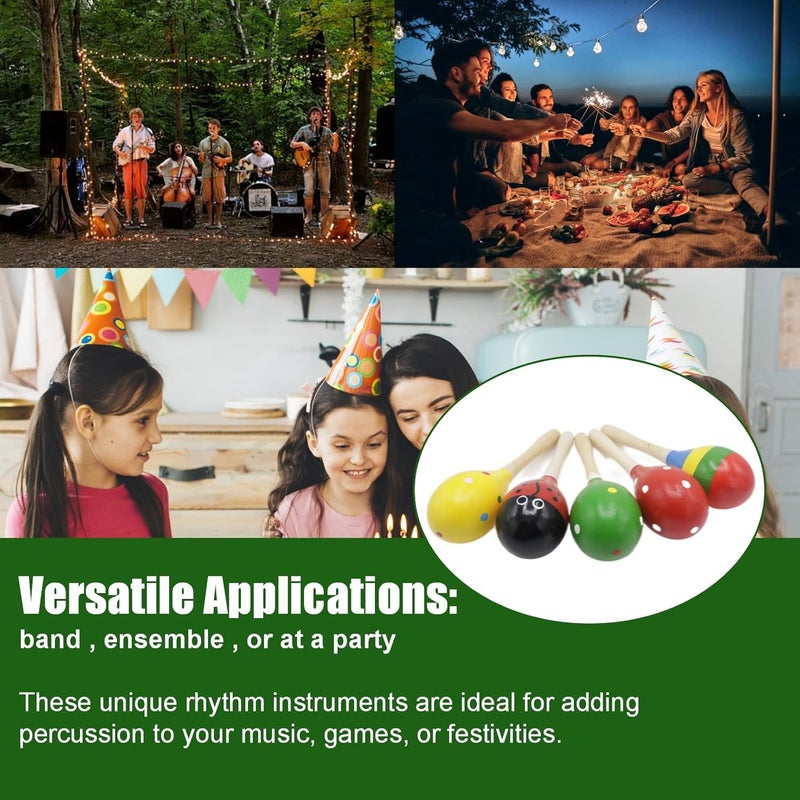 Cheerock Wooden Maracas Set, Latin Salsa Rumba Shakers, Hand Percussion Rattles for Rhythm and Music Making, Ideal for Bands, Ensembles, Classrooms and Parties, Pack of 2 - Image 5